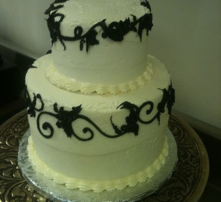 white and black cake