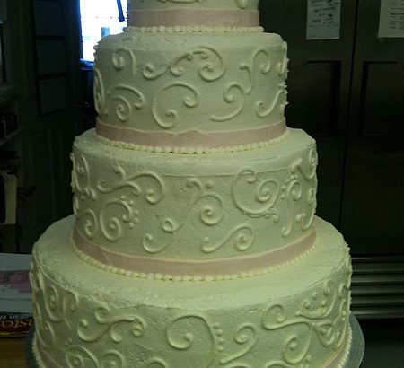 pink and white cake