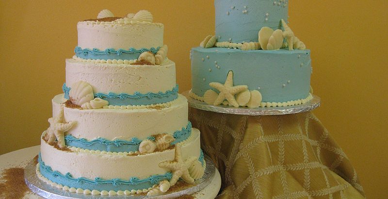 blue and white beach cakes