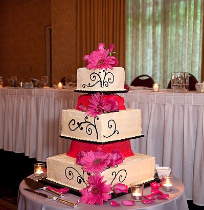 three tier wedding cake with flowers